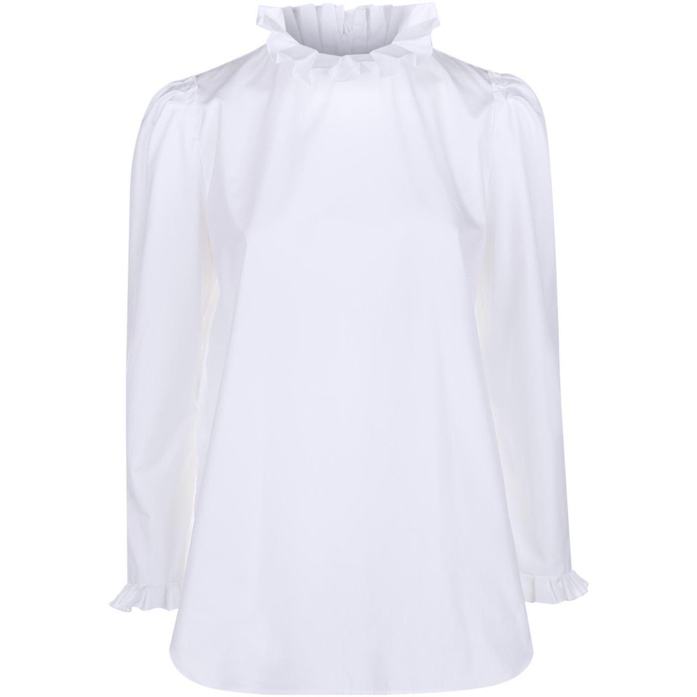 Sandro White ruffle collar top